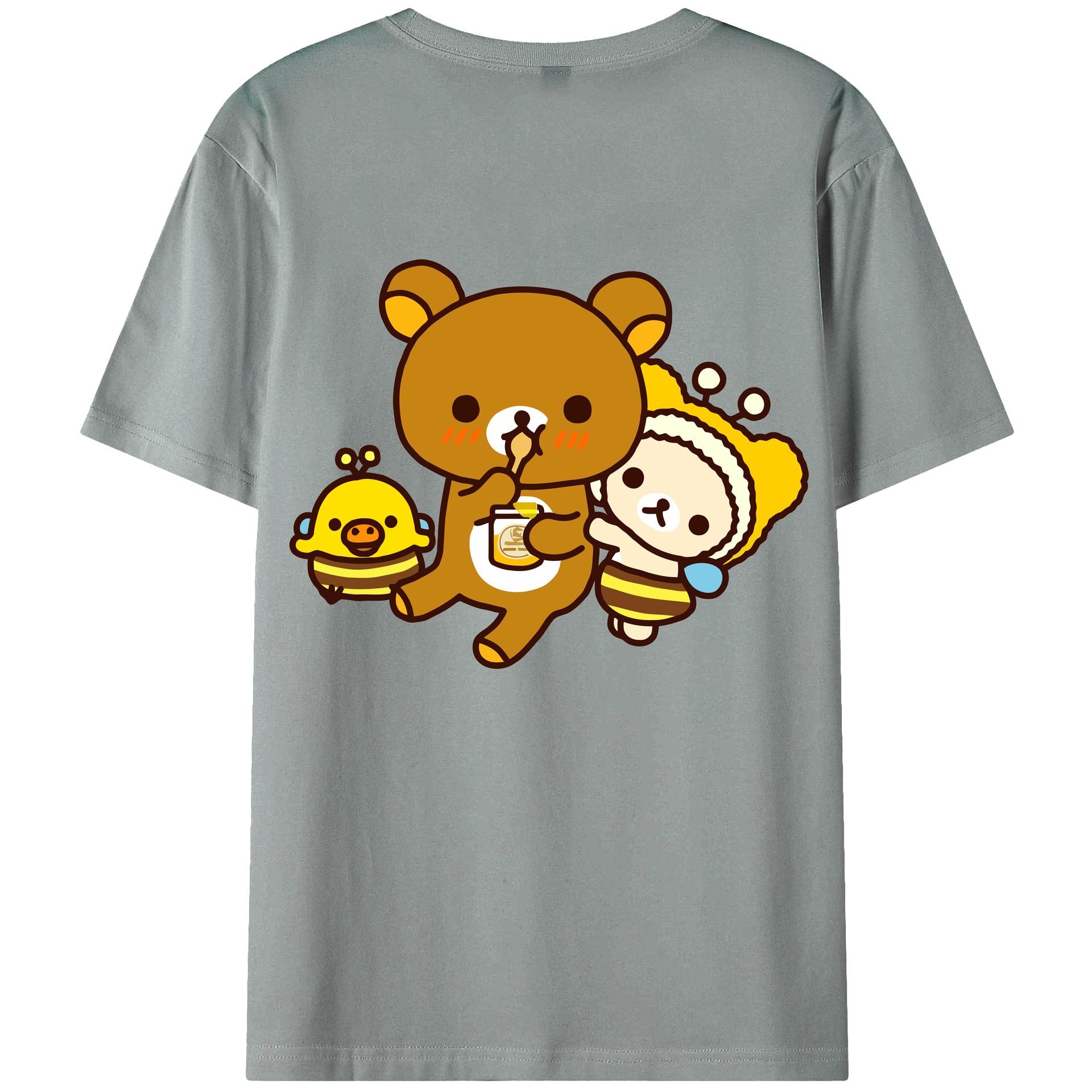 （画像用） リラックマ リラックマ キイロイトリ Rilakkuma Korilakkuma Kiiroitori 綿100％ メンズ半袖Tシャツ（バックプリント） 通気性